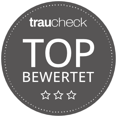 Christina Hein – Traucheck Top bewertet Traucheck-Auszeichnung „Top bewertet“ für Christina Hein